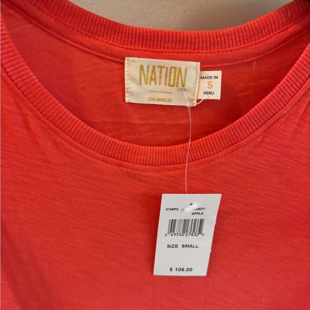 Nation LTD Coral-Pink Ruffle Sleeve Knit Shift Dress - Picture 2 of 3